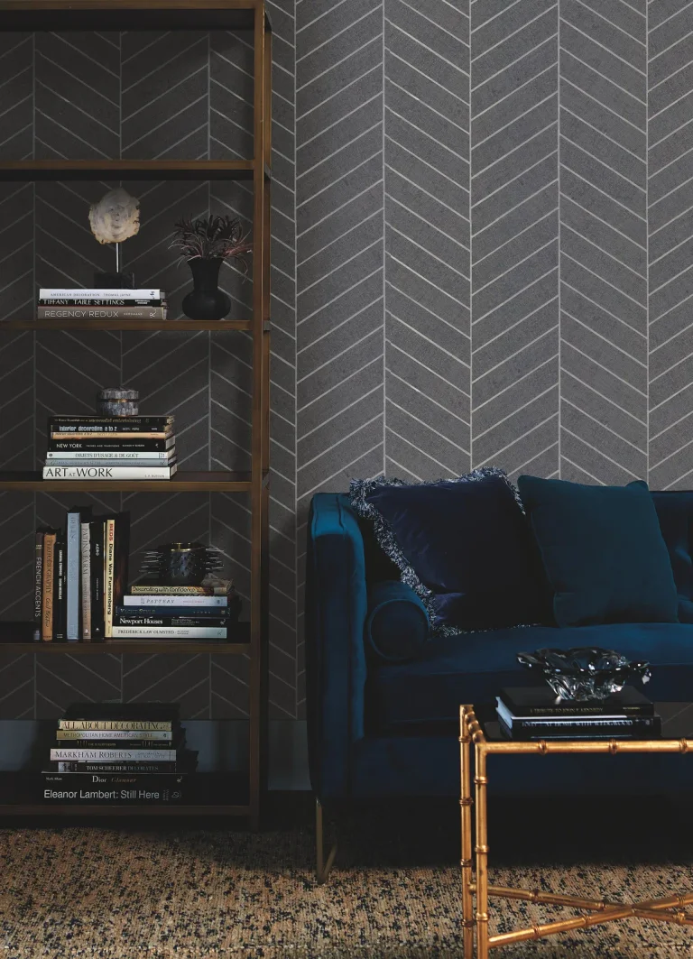 Ronald Redding Atelier Herringbone Wallpaper - Dark Grey