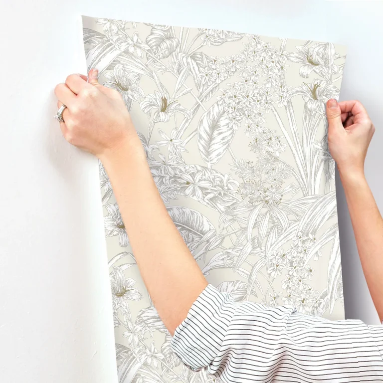 Orchid Conservatory Toile Wallpaper - Beige/Taupe — Image 3