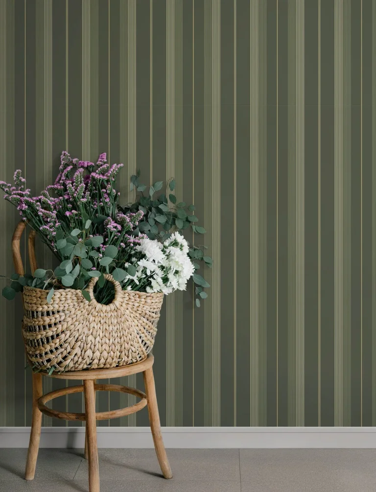 Herrgård Stripe Wallpaper - Evergreen — Ảnh 5