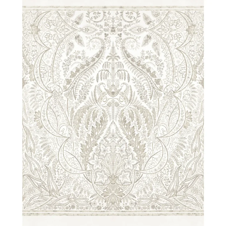 Jaipur Paisley Damask Wall Mural - Beige/White — Ảnh 3