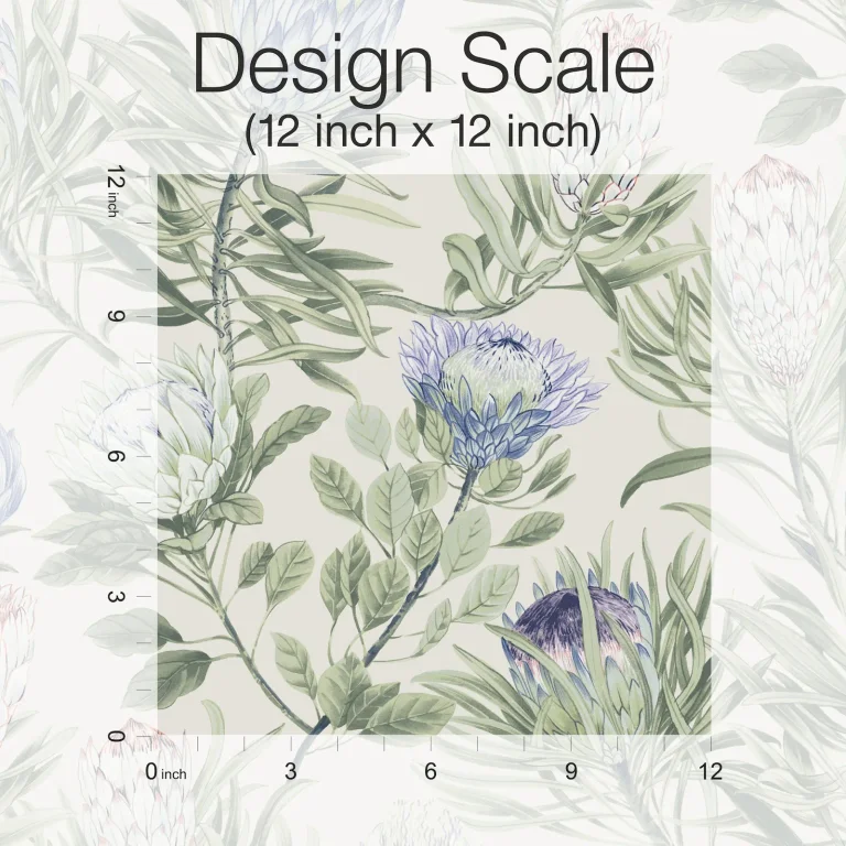 Protea Wallpaper - Cream/Blue — Ảnh 3