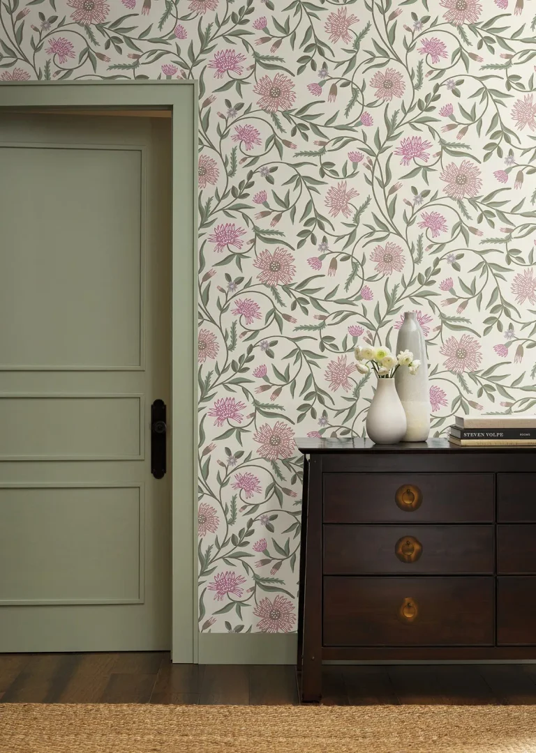 Rifle Paper Co. Aster Wallpaper - Linen & Rose — Ảnh 3