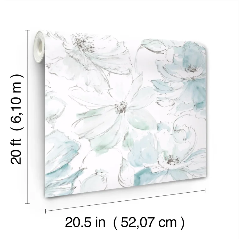 Floral Dreams Peel and Stick Wallpaper - Teal/Mineral Gree — Ảnh 4