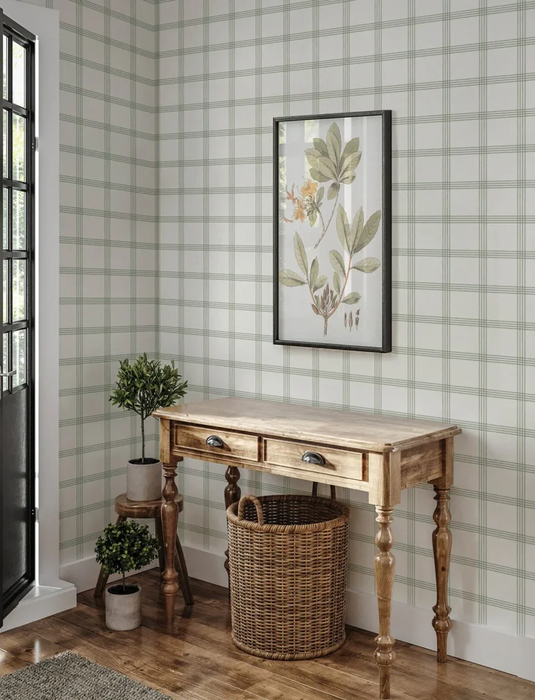 Chesapeake Twain Plaid Wallpaper - Green — Ảnh 5