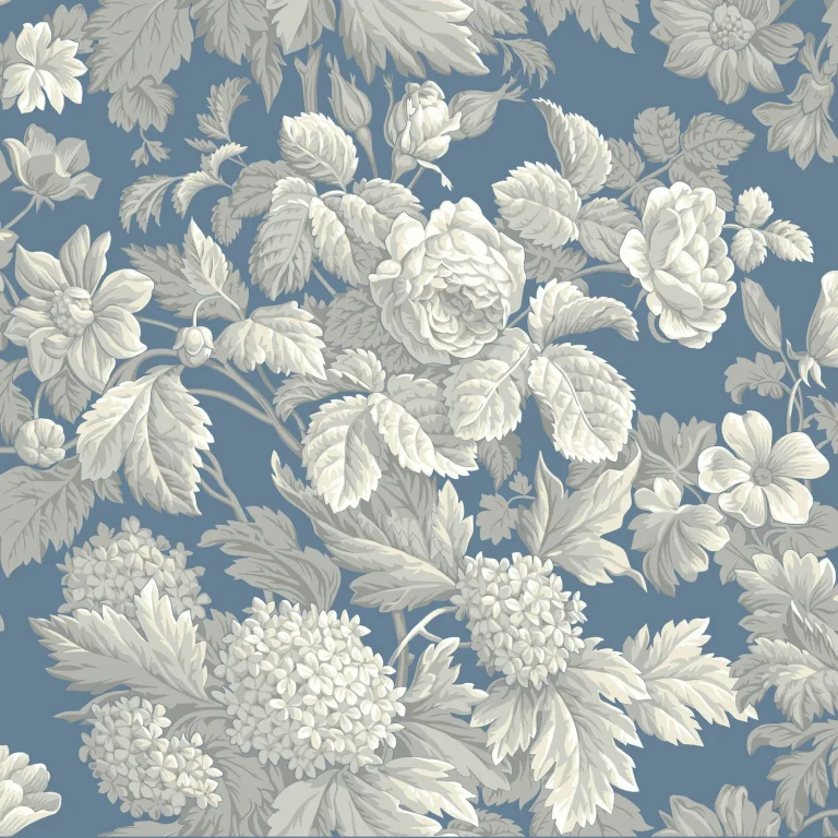 Antique Floral in Wedgewood Wallpaper - Blue — Ảnh 5