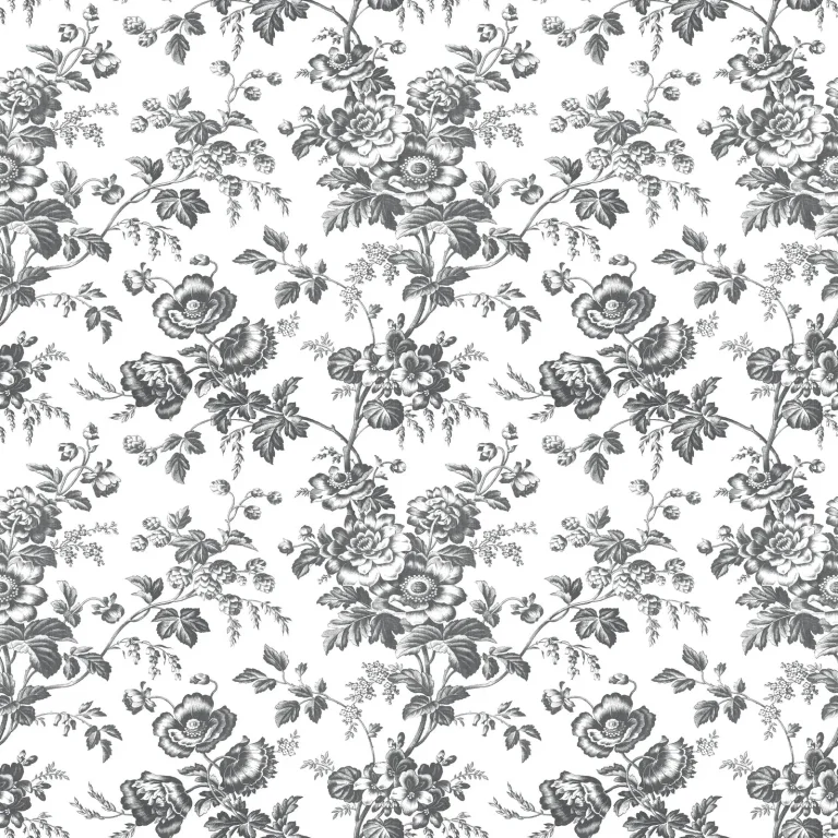 Anemone Toile Wallpaper - Black — Ảnh 4