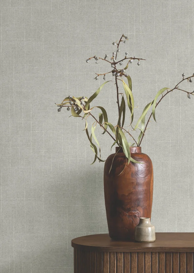 Ronald Redding Saratoga Faux Linen Wallpaper - Grey — Ảnh 5